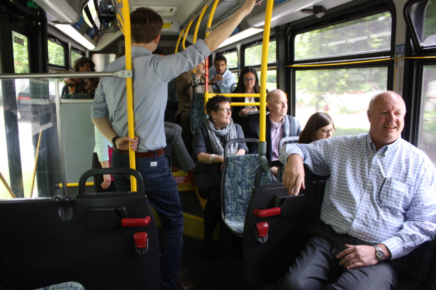 Riders inside a Metro bus
