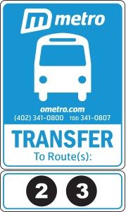 Metro transfer bus sign