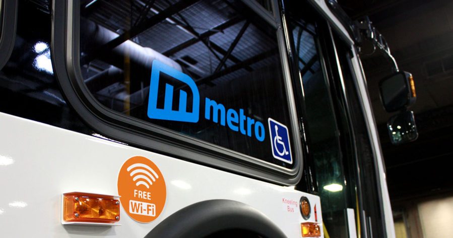 Wi-Fi sticker on Metro bus