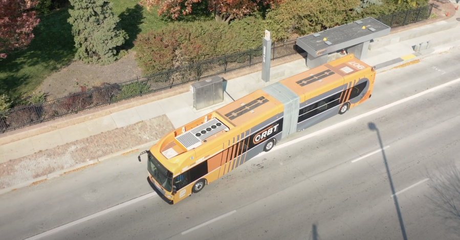 ORBT bus driving on Dodge Street