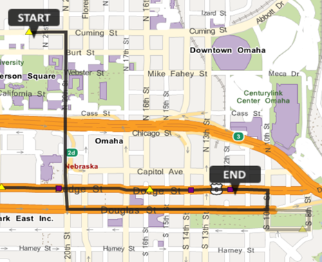 Map showing the route of the PM Route 94 Express