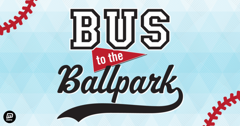 Light blue graphic with red baseball seams in the top left and bottom right corner. In the middle is stylized text reading 